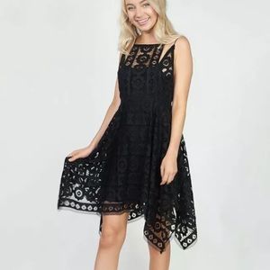 Black Free People Just Like Honey Asymmetric Hem Lace Dress